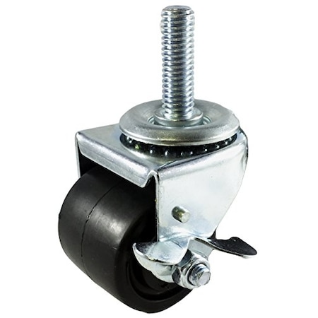Casterhq 2" Low Profile HD, 1/2"- 13x 1" STEM Caster W/ Brake, 200lb Capaci 01PO20AB8167VY
